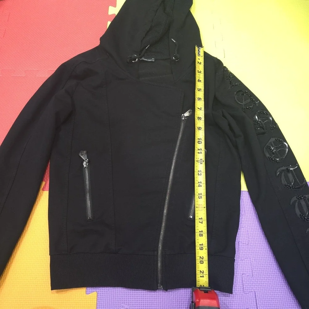 Giuseppe Zanotti Asymmetric Zip Biker Hoodie Jacket |‎ Size 40 S | Beaded...